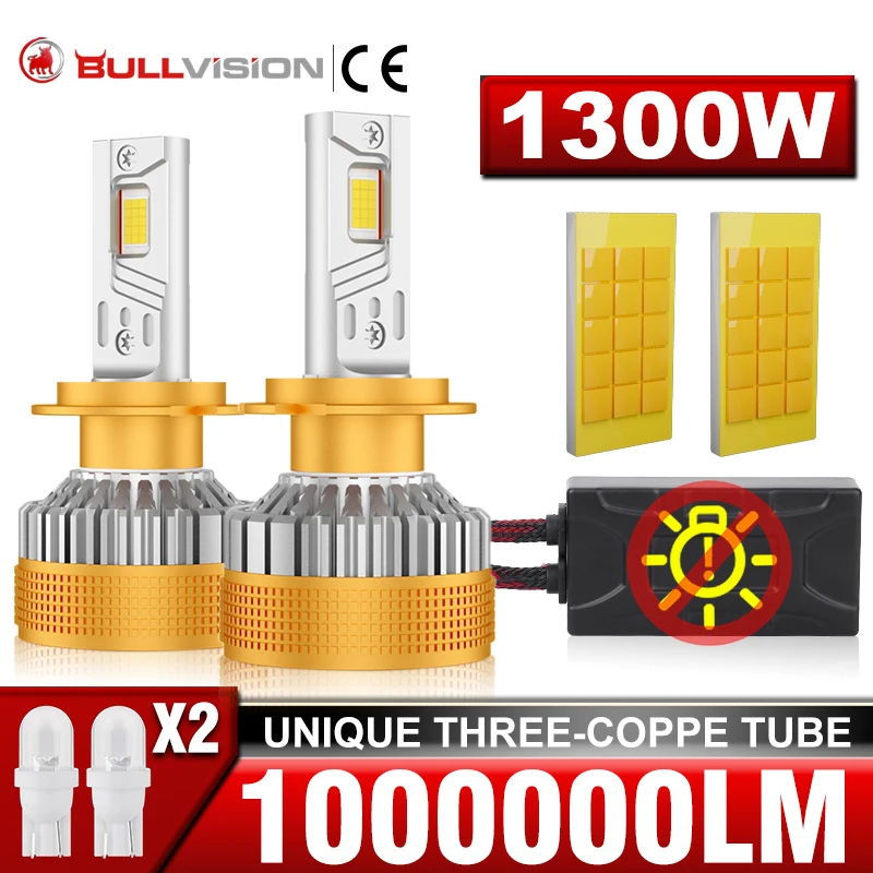 

1300W H11 H7 Canbus H4 LED 6000K 1000000LM Headlight High Power Bold Copper Tube 9570 CSP H1 H8 9005 HB3 9006 HB4 9012 HIR2 Lamp