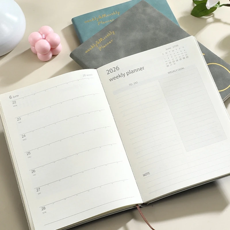 2026 يوميًا/أسبوعيًا/مخططًا شهريًا لمخطط دفتر اليومية المجلس لخطط التقويم الجلدي للطلاب العاملين في مكتب العمال والكاتب