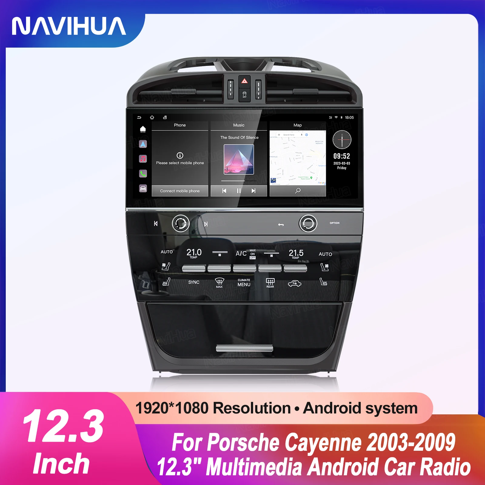 

Обновление салона автомобиля NaviHua для Porsche Cayenne 2003 2009, мультимедийное автомобильное радио Android, GPS-навигация, автоматический монитор головного устройства