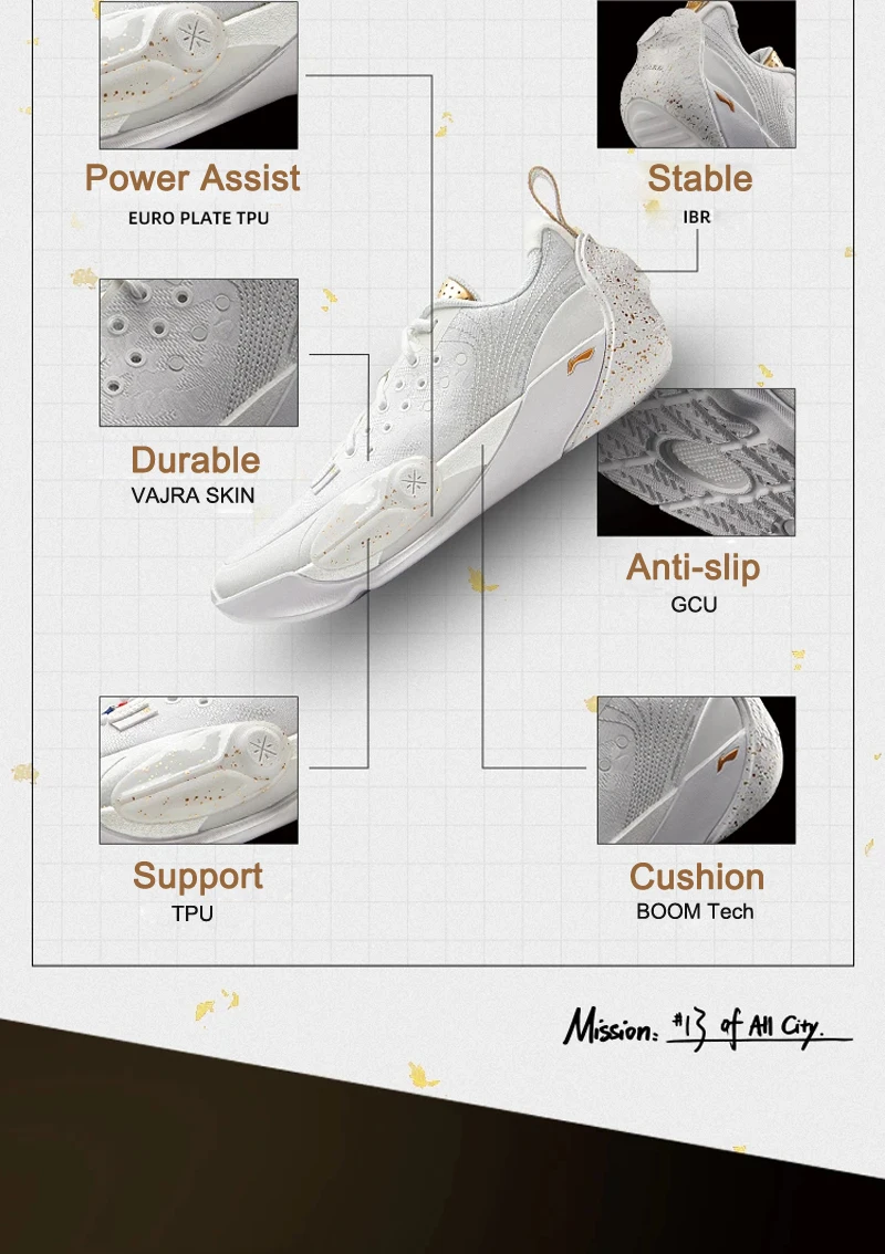 Li-Ning Herren WADE ALL CITY 13 Professionelle Basketballschuhe BOOM Cushion Wearable Anti-Slip LiNing Stabile Turnschuhe ABAV017 – Detail 4