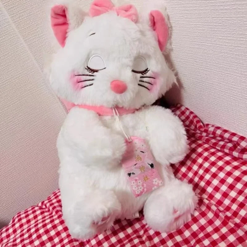 Disney Marie Cat Plush Toy The Aristocats Plushies Doll Cartoon Sleepy Face Marie Bow Soft Stuffed Animals Cute Girl Gift