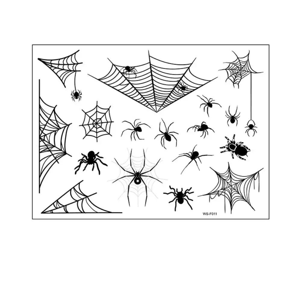 12 Vellen Waterdichte Spinnenweb Gezicht Patch Halloween DIY Halloween Enge Tattoo Mond Spinnenwebben Cosplay Props Feestartikelen