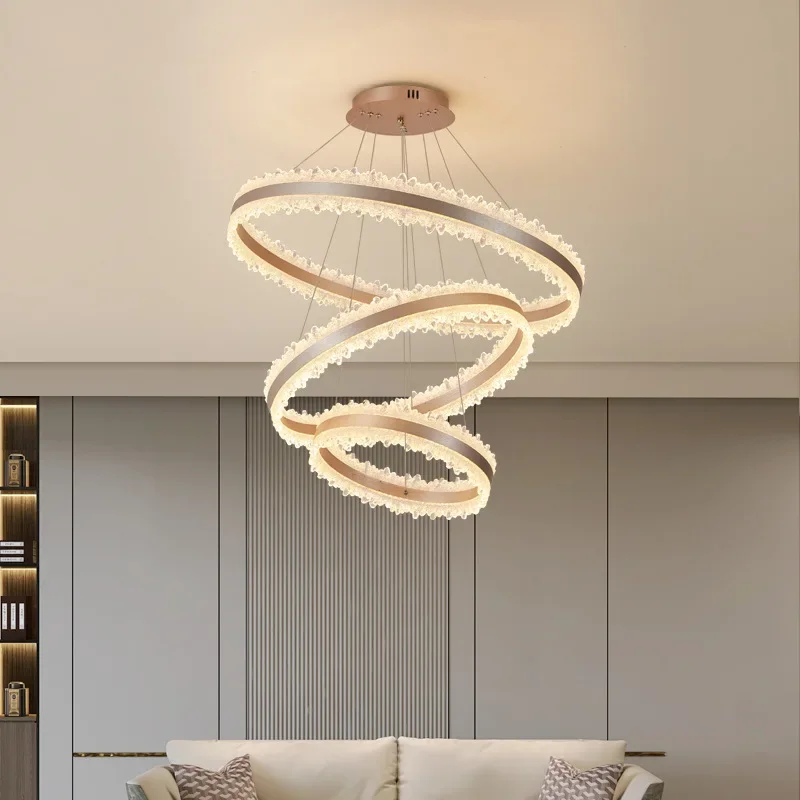 Italian minimalist high-end atmosphere high-end sense, light luxury modern simple ring, living room light main light chandelier