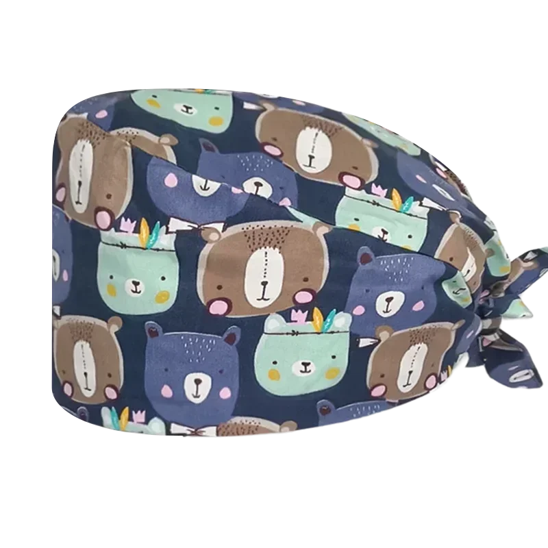 Leopard plaid print Surgical scrub cap Cotton Care Laboratory Pet Clinic Dental Medical School Spa Clinical enfermera accesorios