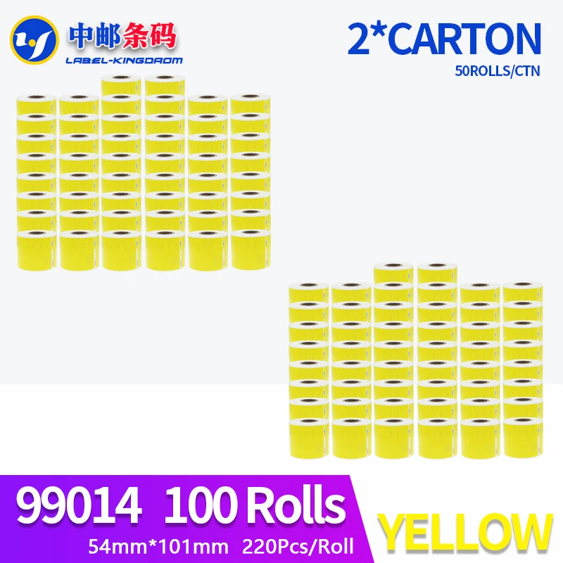 

100 Rolls Dymo 99014 Yellow Color Generic Label 54mm*101mm Compatiable for LW450 Turbo Thermal Printer