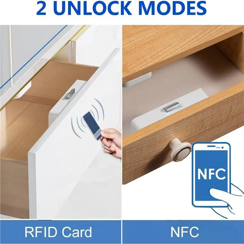 ABZZ-5X Cabinet Lock, Smart RFID Electronic DIY Child Safety Proofing Lock For Cabinet Drawer Locker Cupboard