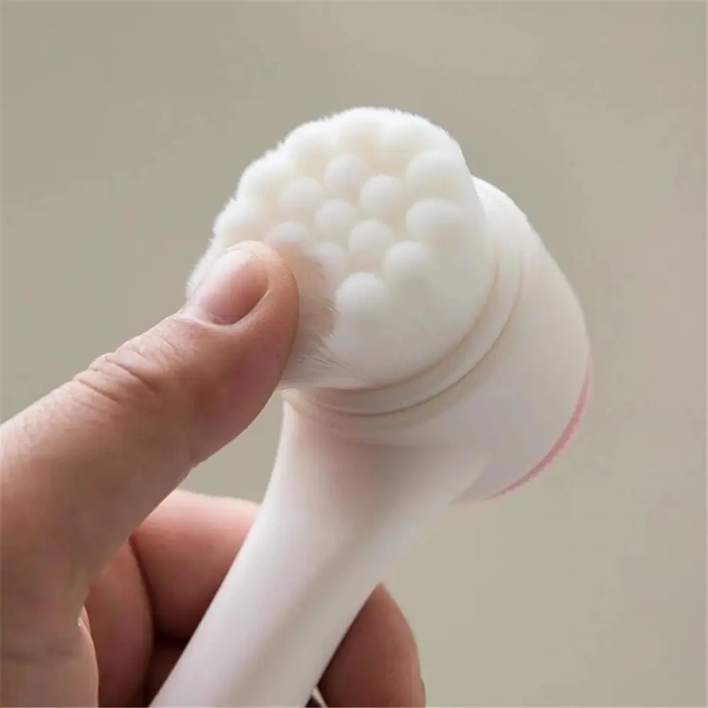 3D Bilateral Silicone Facial Cleanser Manual Massage Facial Brush Soft Bristles Silicone Double Sided Face Brush