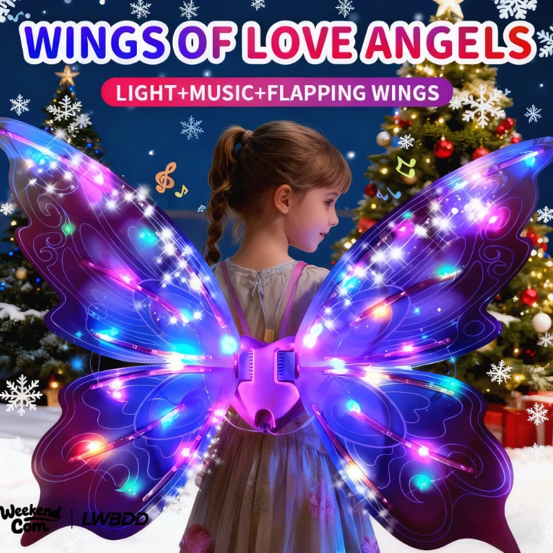 

Electric LED Butterfly Wings Children's Toy, Glowing Angel Fairy Wings with Music, Girl Boy Dress-Up Costumes, Fluorescent Party