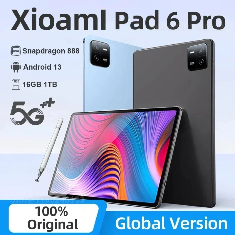 2024 Original Global Version Pad 6 Pro Tablet Android 13 Snapdragon 888 Octa Core Tablet PC 16GB 1TB 11inch Pad 6 Pro Tablets