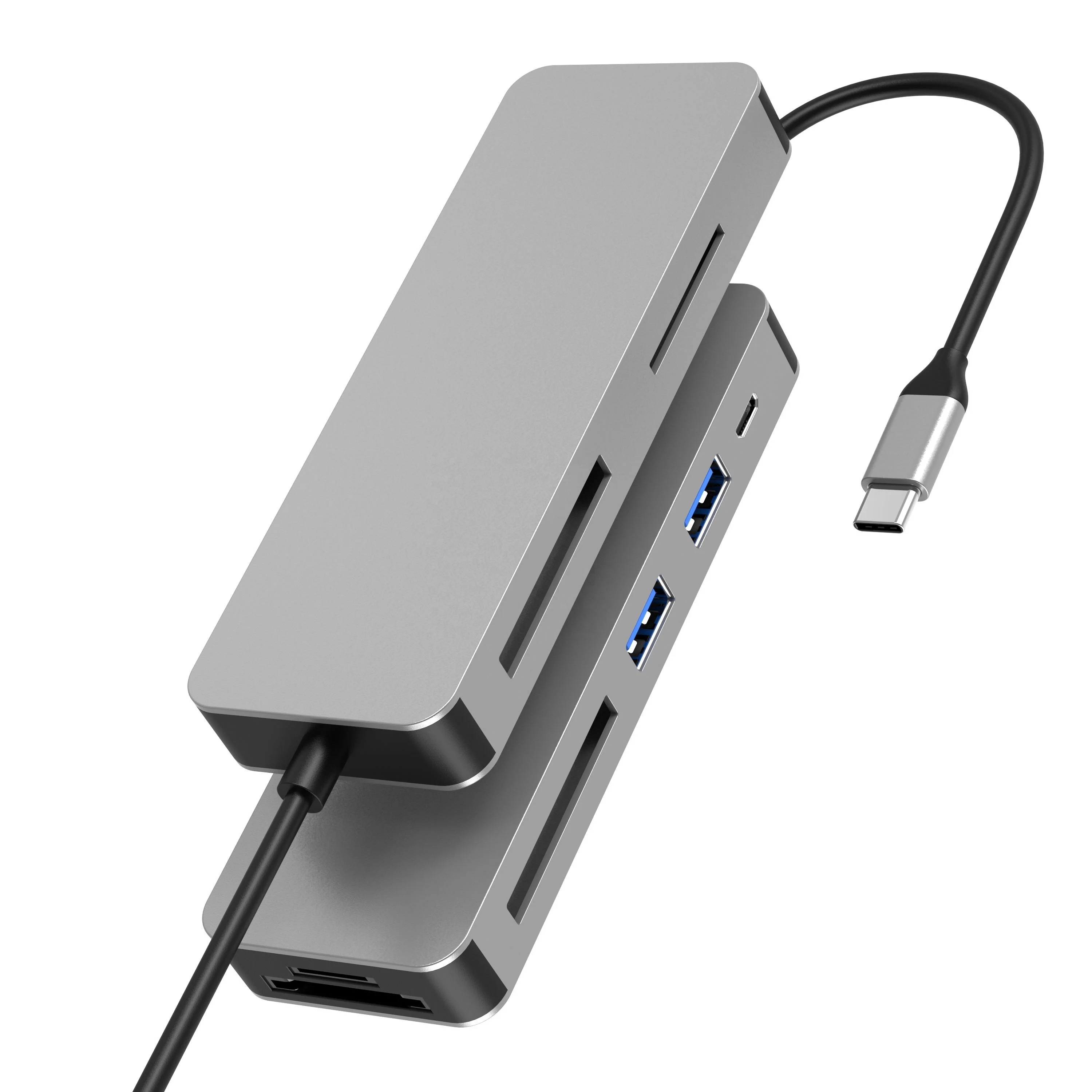 USB C USB3.0 Multi Card Reader Hub, 8-in-1 CF/SD/TF/XD/MS Memory Card Adapter 5Gbps Compatible for Mac Book Pro,and More