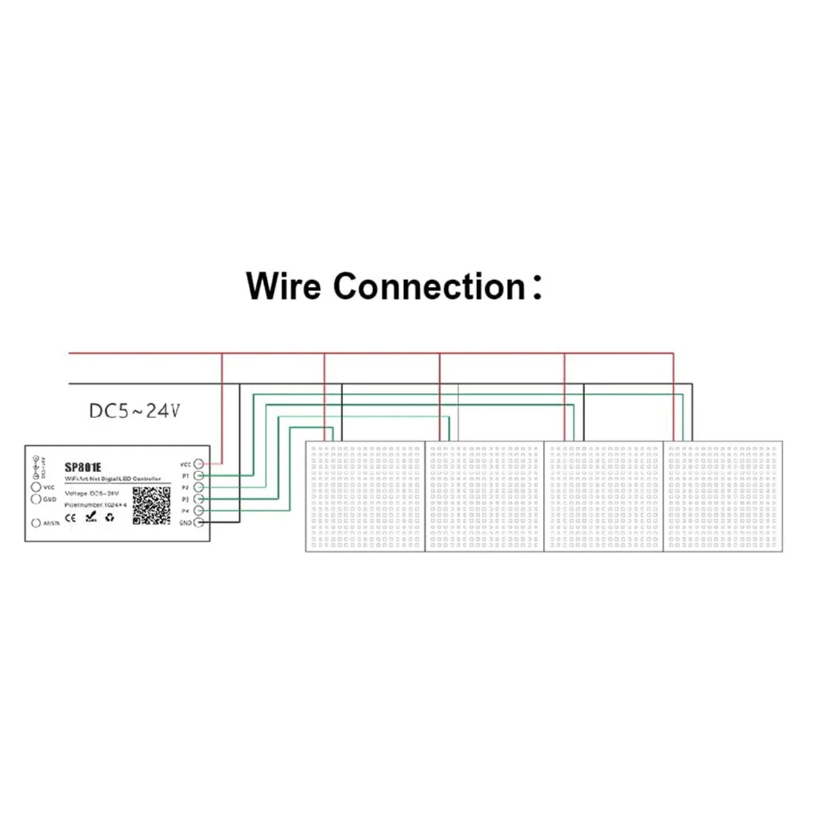 2X SP801E Wifi Art-Net LED Controller LED Panel Module WS2812B WS2811 Light Strip Wireless Control DC5-24V