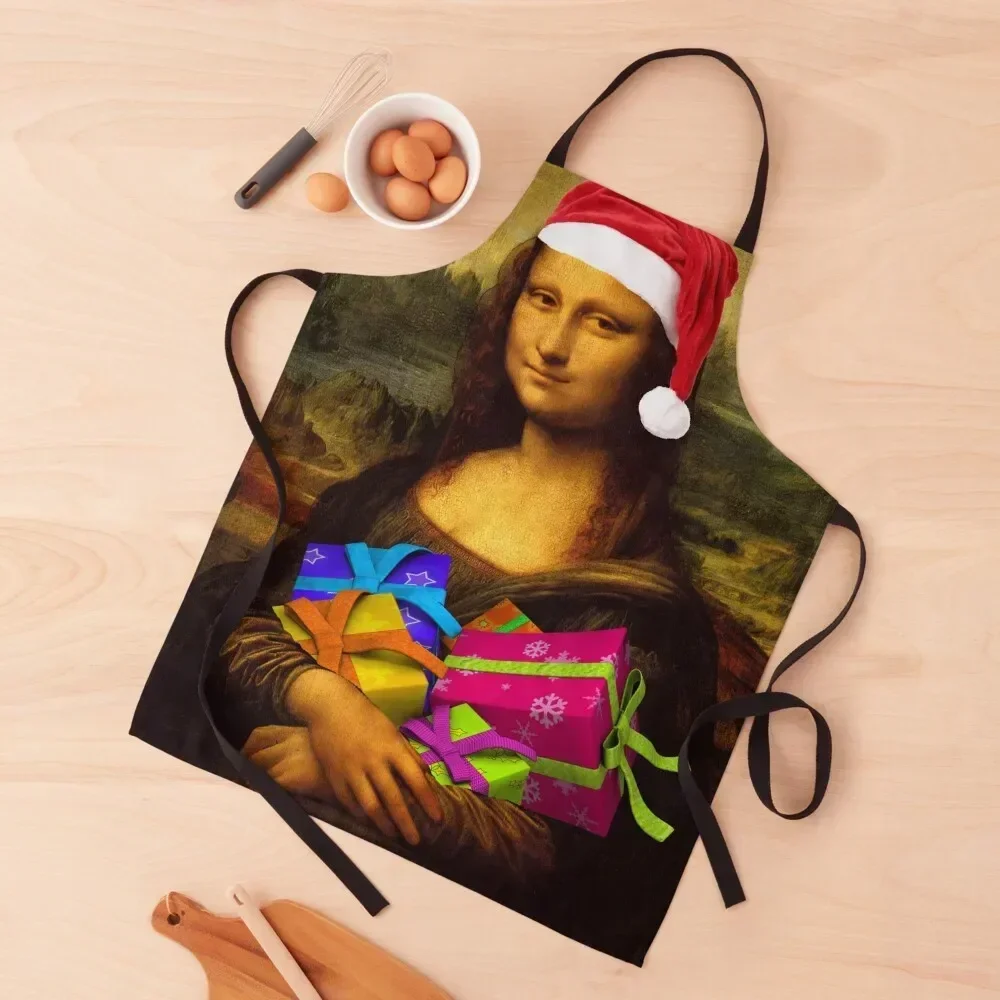

Mona Lisa Santa Apron For Man Haircut Christmas gift Apron