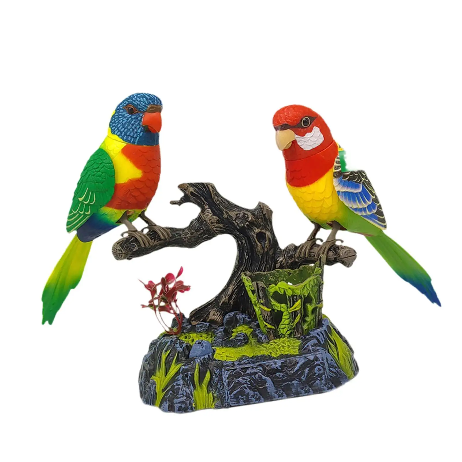 Papagaios falantes, brinquedo resistente para crianças, leve, criativo, som ativado, pássaro, decoração de mesa de escritório para casa, presente de feriado