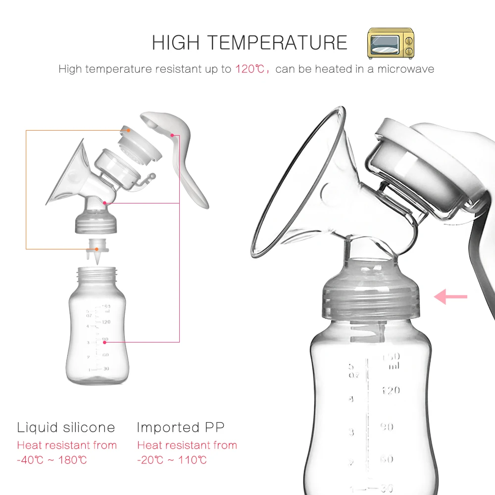 Bomba de leche de succión Manual para pezón de bebé, bomba de lactancia para senos, botella de leche de succión, suministros posparto, accesorios