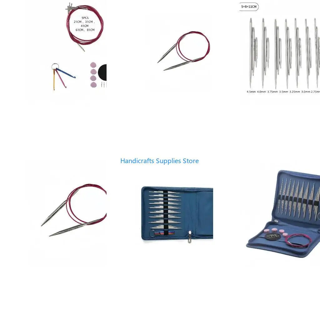R1WA Weaving Yarns Knitting Tool Weave Accessory Kits Circular Knitting Needle Set Stainless Interchangeable Crochet Needle