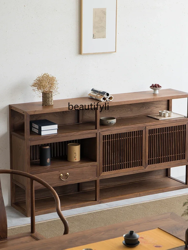 

07Chinese Meal Side Tea and Wine Cabinet Solid Wood Locker Display Storage Side Cabinet furniture