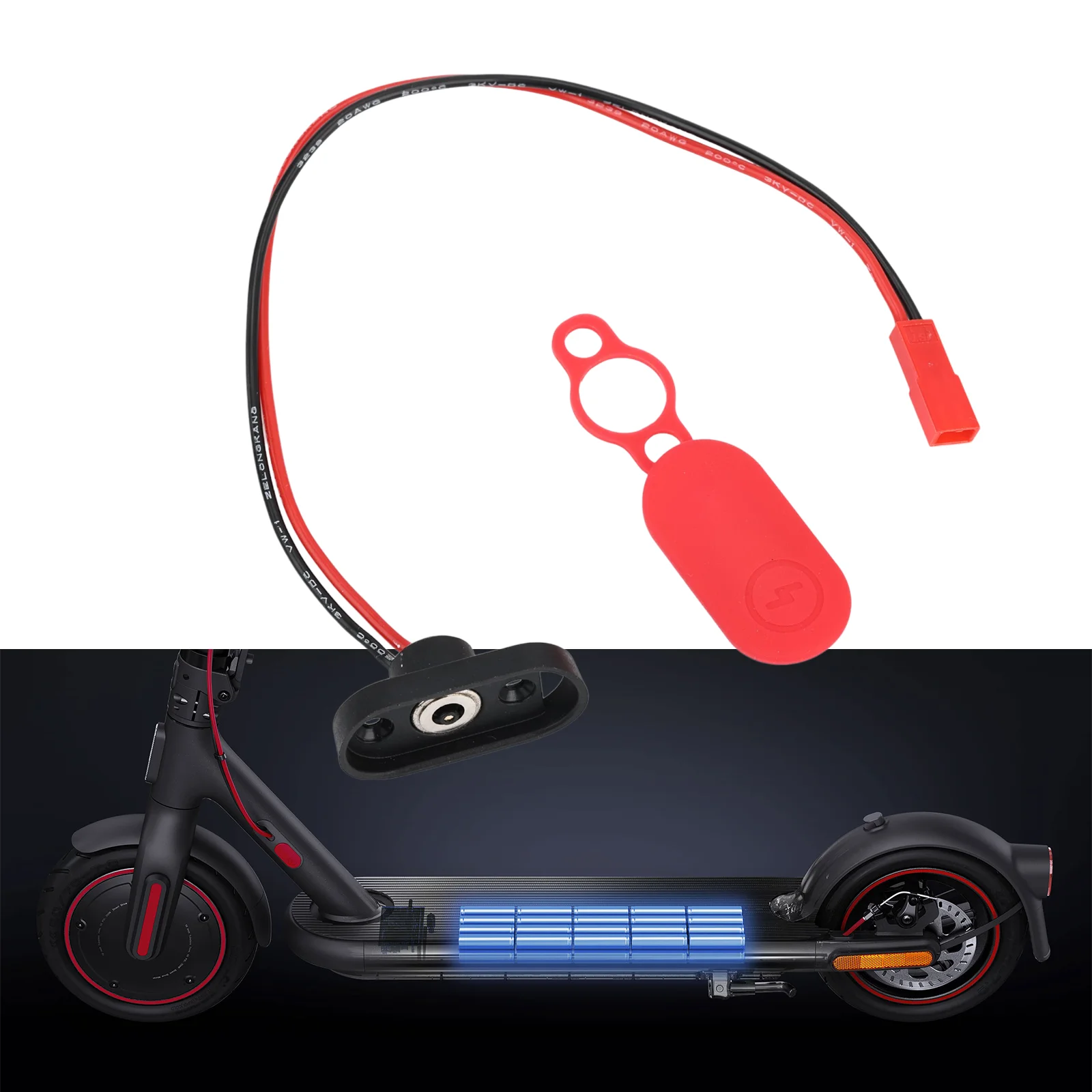 Battery Power Charger Charging Port For Xiaomi Electric Scooter 4 Pro Terminal Cable Red Black Magnetic Absorption Rubber Cover