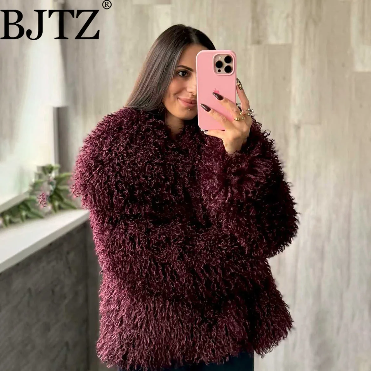 

BJTZ Women’s Thickened Padded Faux Fur Coat Winter Warm Fake Fur Jacket Temperament Fashion Luxury Outerwear