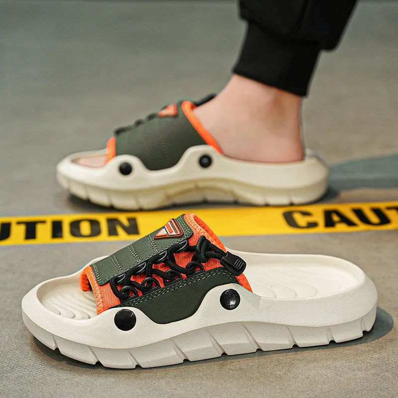 

Summer new slippers men's high-end men's shoes 2025 new open toe vacation sandals fashionable and comfortable trendy men's shoes