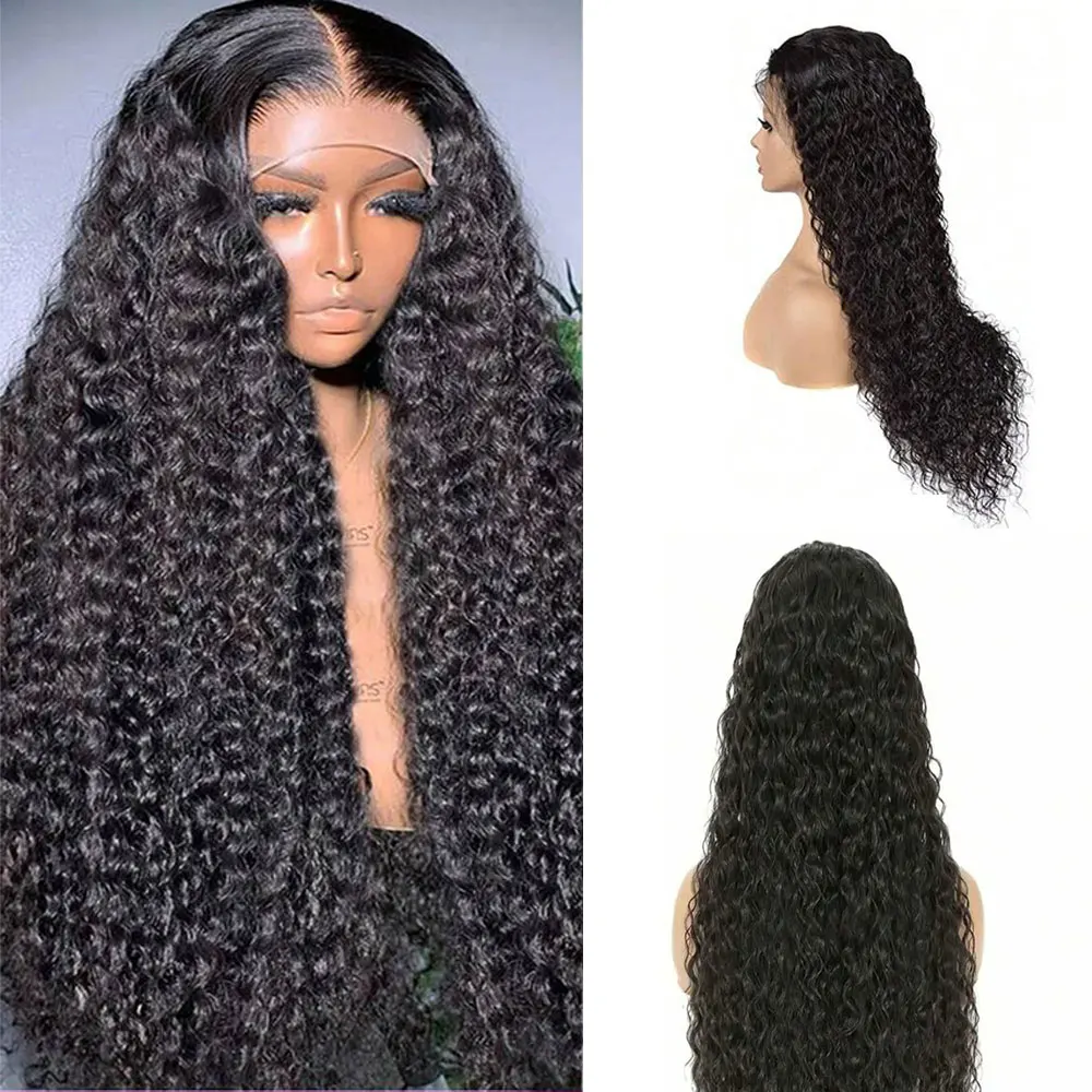 Парик из натуральных человеческих волос с прозрачной кружевной передней частью 13X4, плотность 200, естественный цвет, волнистый передний парик с кружевом, Детские волосы