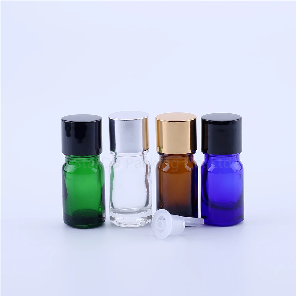 Bottiglie di vetro da 10 pezzi da 5 ml Bottiglie vuote per bottiglie porta liquidi per profumo di olio essenziale + tappo portatile