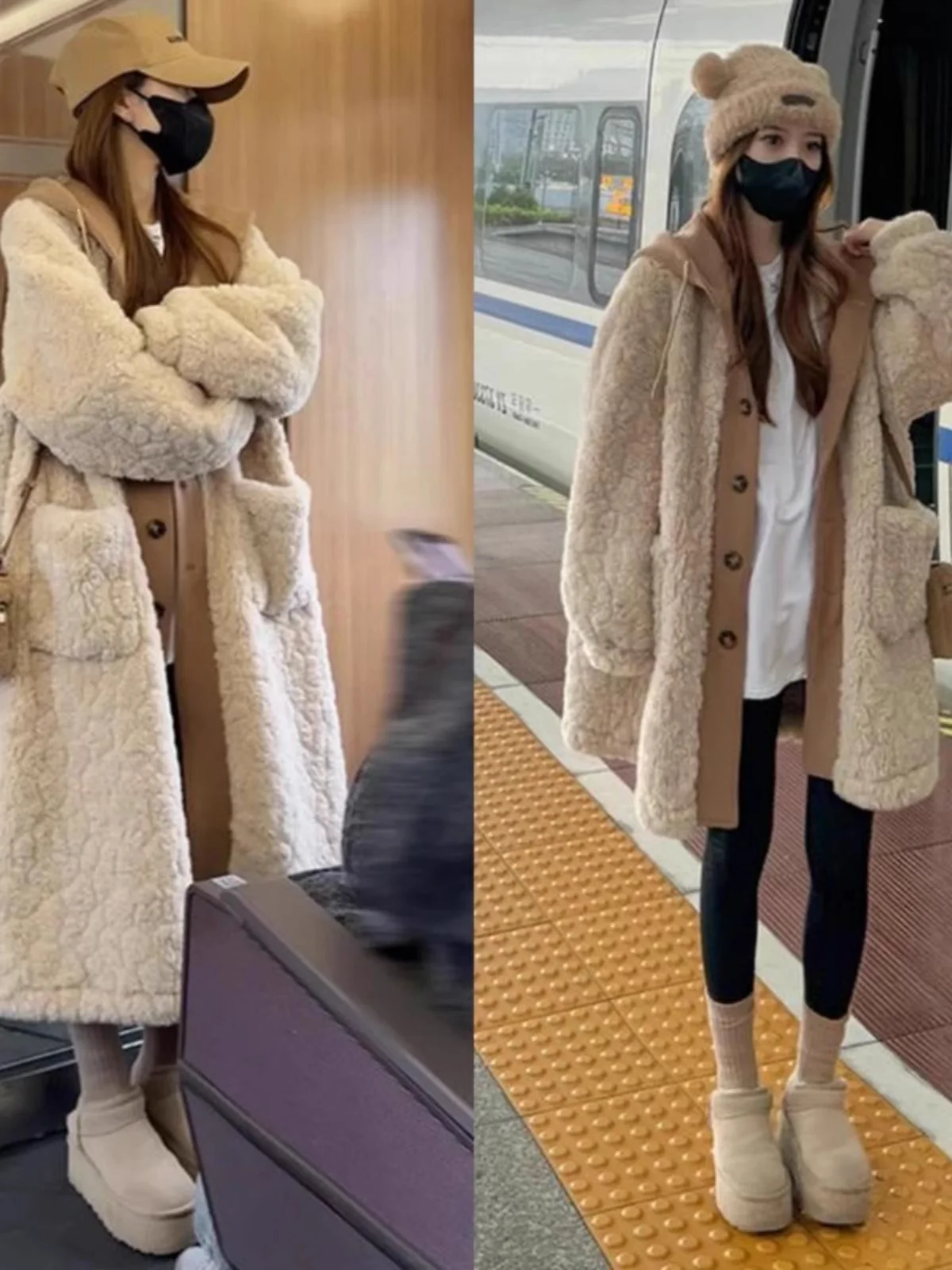 Kurtka z wełny jagnięcej damska cargo boyfriend styl militarny detal safari patchwork element płótno bomber moda klasyczna