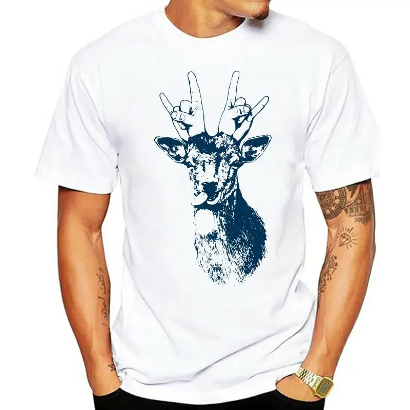 

Summer Men's t-shirt Here Comes The Party Deer Hand Painted Awesome Animal Tshirt Short Sleeve Tees Tops Harajuku Streetwear