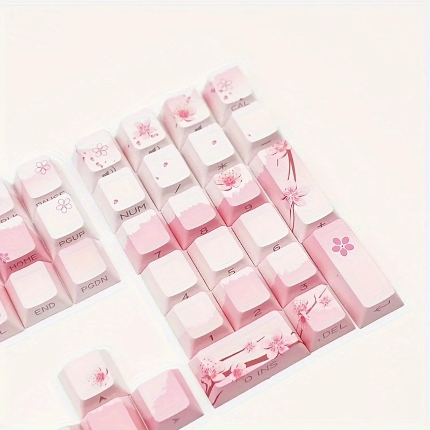 Cherry Blossom Pink Mechanical Keyboard Keycap 128 Keys, Cherry, Side Engraving, Illuminated PBT Material, Cute Girl