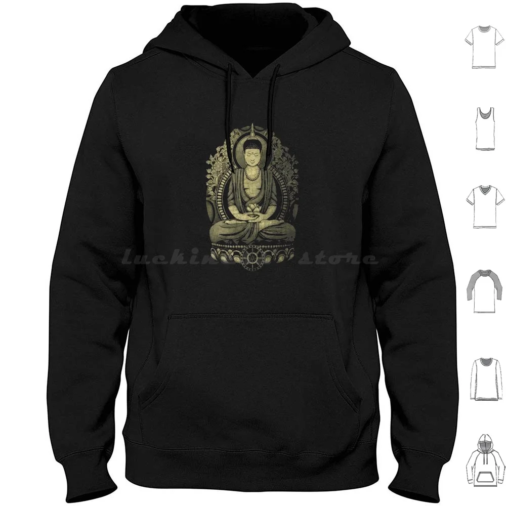 Gautama Buddha Hoodie cotton Long Sleeve Buddha Buddhist Gautama Siddhartha Spiritual Religious Lotus Yoga Religion Shiva