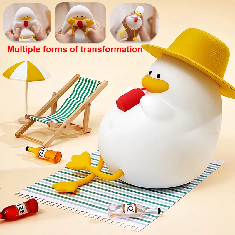 Cute Duck Silicone Lamp Pat Table Lamp Bedroom Bedside Decorative Sleep Soft Light RGB 7 Color Decompression Toy Baby Light