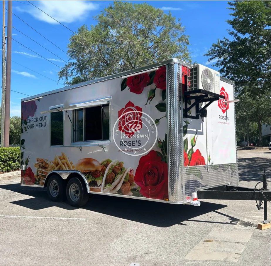 Mobile Food Cart with Full Kitchen Trucks  Hot Dog Cart  Commercial Use Food Truck Trailer Concession Trailers  Sale Bakery