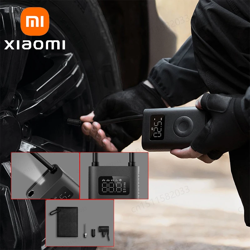 XIAOMI MIJIA Pompa d'aria portatile Boost di velocità del 2,25%, Compressore d'aria elettrico portatile Tesoro, Gonfiatore multiutensile LED tipo C 150PSI