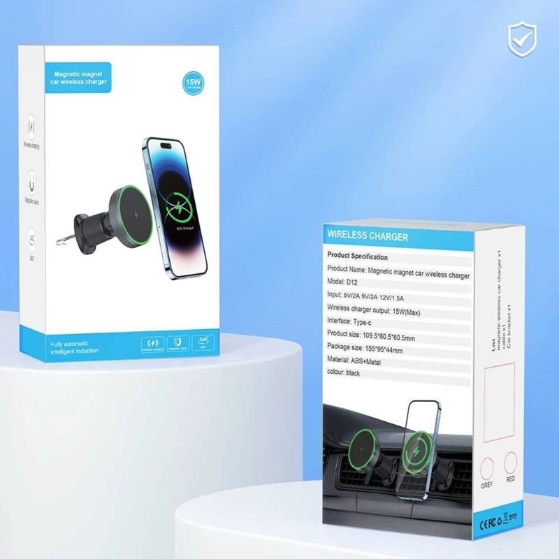 แท่นชาร์จโทรศัพท์มือถือในรถยนต์ 15W การดูดซับแม่เหล็กสำหรับ 15 14 13 12