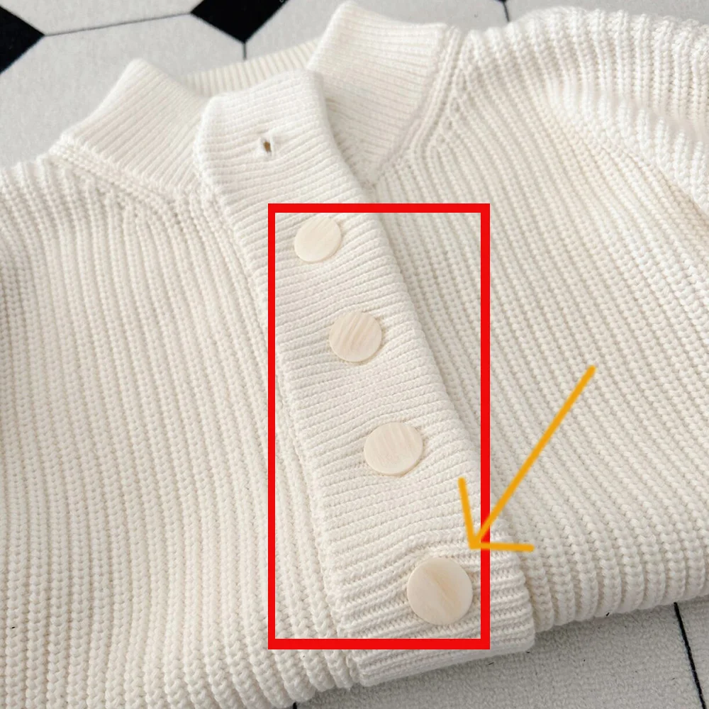 5C664 Sa White Jacquard Knit Pullover Half Turtleneck Long Sleeve Warm Button Female Sweater Casual Cozy Lady Tops 2024