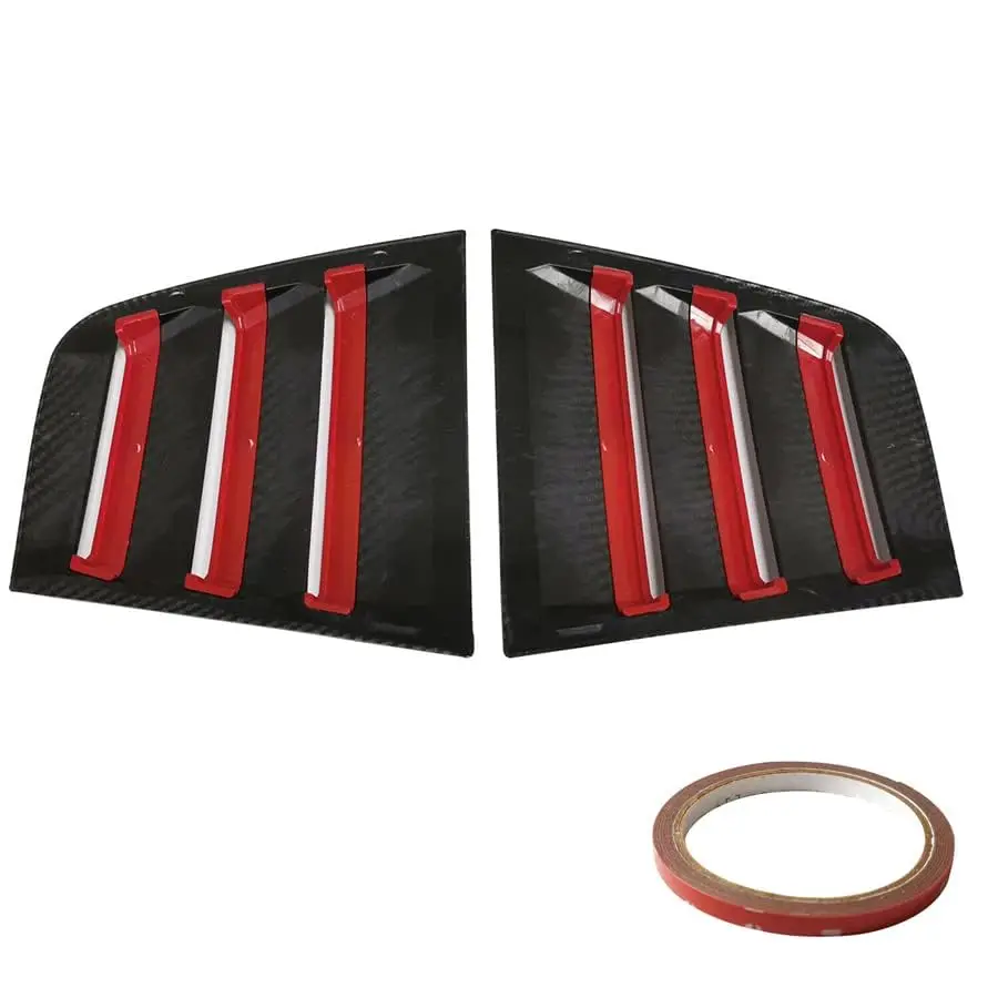 Carbon Look & Red Rear Side Window Louver Cover Trim for Charger 2011-2021