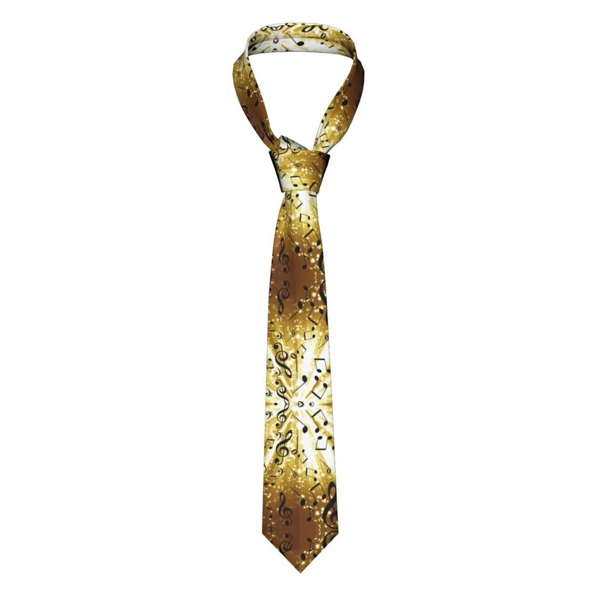 

Tie For Men Formal Skinny Neckties Classic Men's Music Notes Golden Glittering Wedding Tie Gentleman Narrow