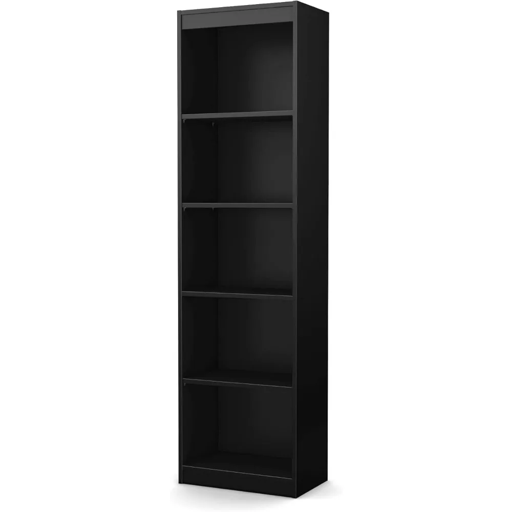 Axess 5-Shelf Narrow Bookcase, Pure Black, 7270758