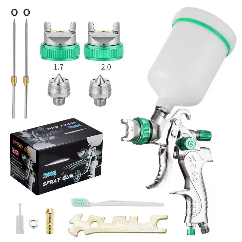 Professional HVLP Spay Gun 1.4/1.7/2.0mm Nozzle Adjustable Pneumatic Gravity Spray Gun Suitable For Cars Fences Walls Furniture