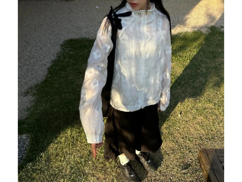 Flower Retro Cute Printed Hooded Thin Sunscreen Versatile Jacket