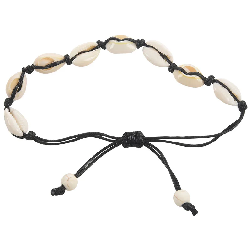 Enkelbanden Voor Vrouwen Shell Voet Sieraden Zomer Strand Blootsvoets Armband Enkel Op Been Enkelband Bohemian Accessoires Zwart