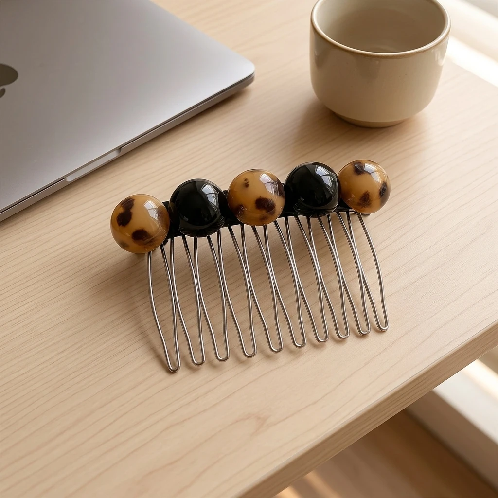 Korean Style Simple Bead Hair Comb Clips With Decor For Women Stylish Alloy 7cm Bangs Flyaways Fashion Hair Management Tool view 2