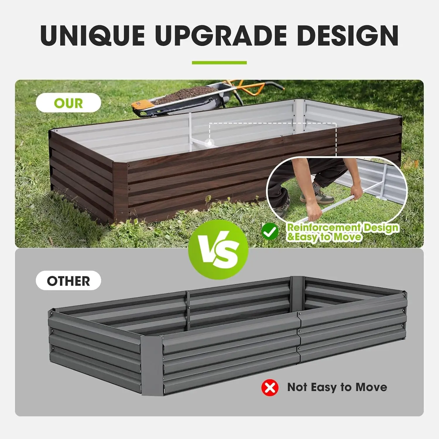 2PK Raised Garden Bed Outdoor, 8x4x1FT Galvanized Raised Garden Bed, Metal Planter Box for Gardening Planting Vegetables