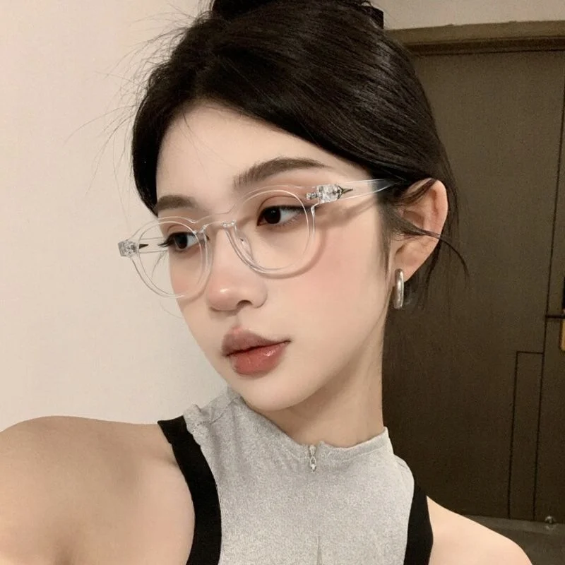 Fashion Round Anti Blue Light Blocking Glasses Men Women Trendy Stars Decoration Frame Accessory Eyewear Outdoor Eyeglasses view 3