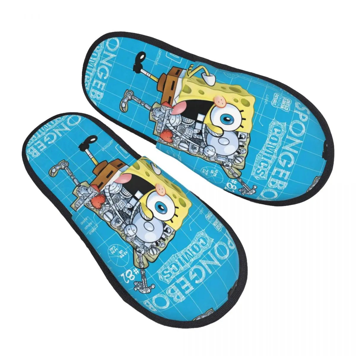 Winter Slippers SpongeBobed Cartoon Accessories Household Fur Slippers Slides Living Room Cozy Non Slip Slides