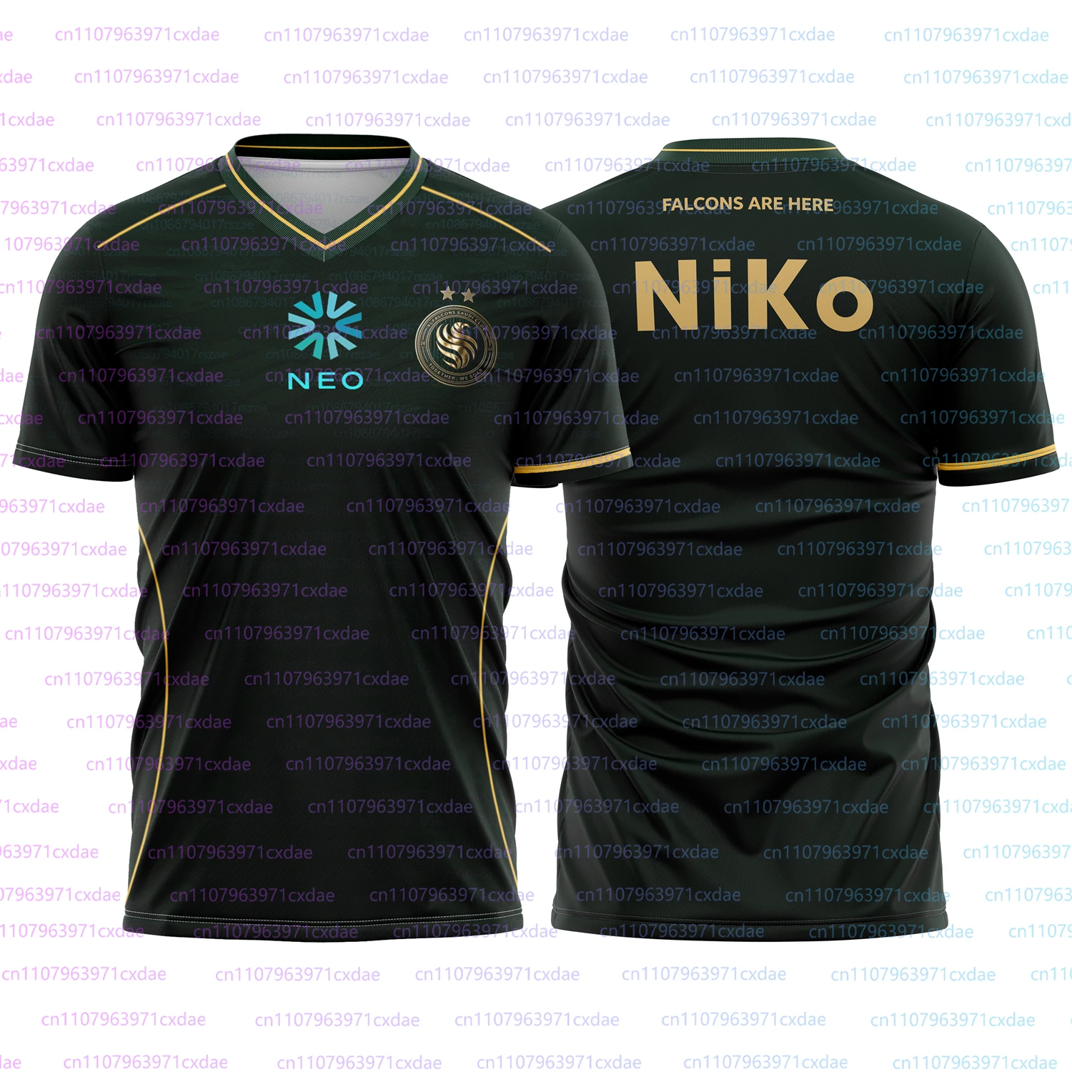 Team Falcons 2026 Trainingsuniformen CS2 Esports Karrigan Fans Trikot Neues Design Gaming Benutzerdefinierte ID T-Shirts Herren 3D V-Ausschnitt Tees