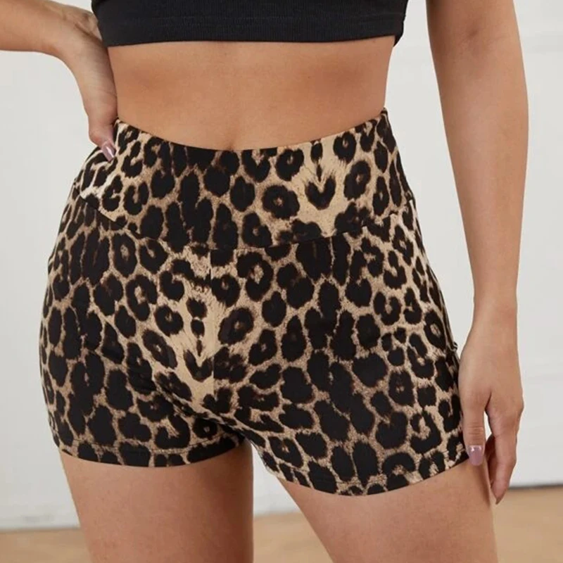 Leopard Yoga Shorts Women Shorts Sports Female Cycling Fitness Jogging High Waist Push Up Gym Shorts Summer Seamless