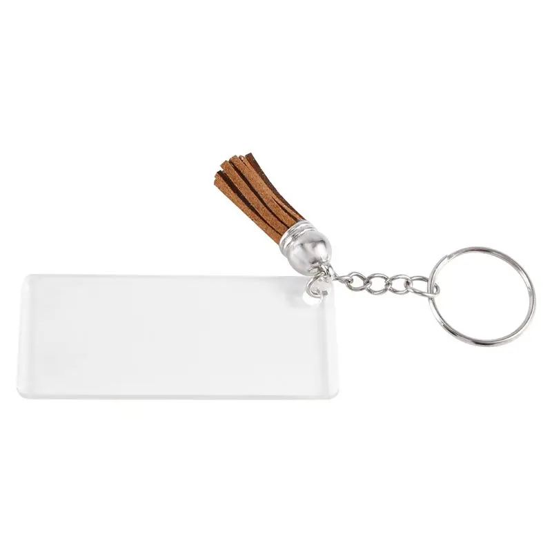 120 Pcs Acrylic Keychain Blank Tassel Pendant Set Includes Rectangular Transparent Acrylic Keychain Eco-Friendly