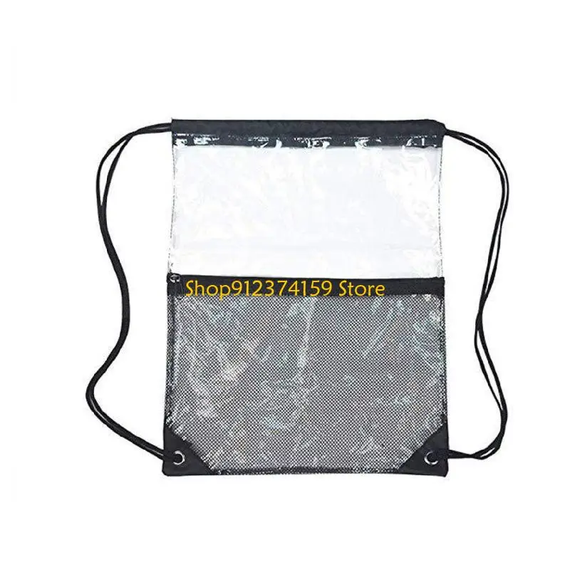 

G5AE New Transparent Drawstring Backpack School Tote Gym Bag Sport Pack