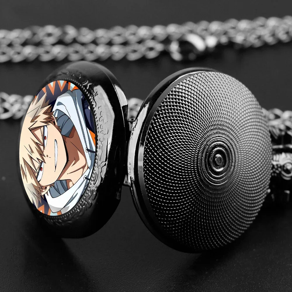 رائعة أنيمي Bakugou Katsuki زجاج قبة ساعة جيب كوارتز الأرقام العربية قلادة قلادة هدايا للنساء رجل مع سلسلة #3