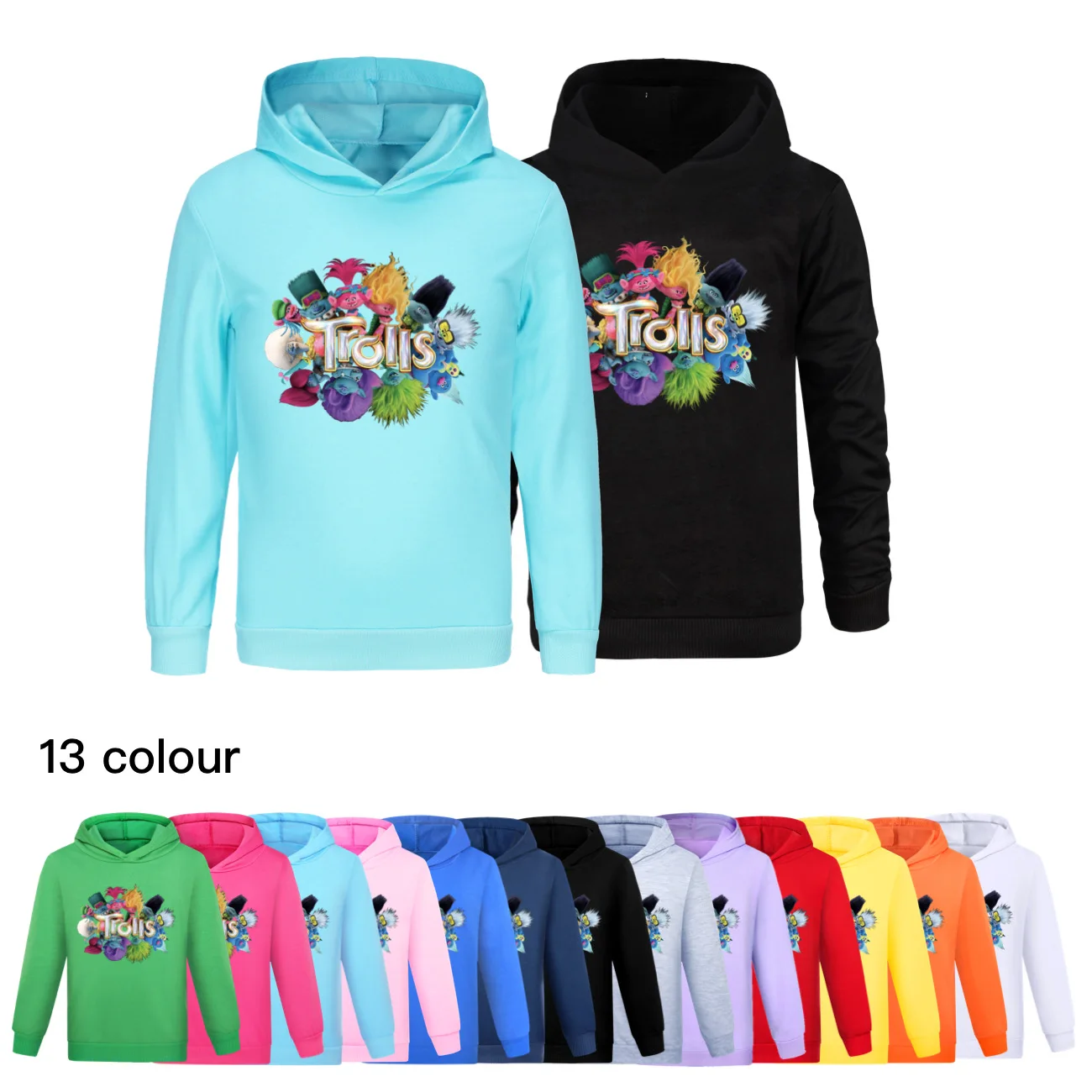 Boys SweatersTROLLS' WORLD TOUR Hoodies Cartoon Long Sleeve Children T-Shirts Spring Kids Girls Tops Children Clothes 3315